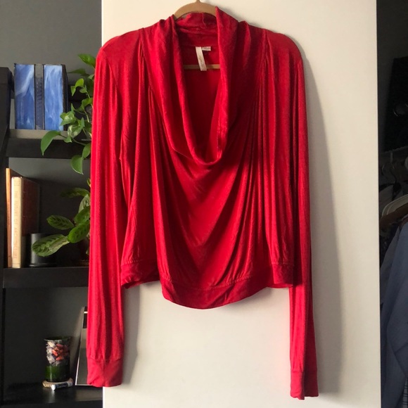 Silk Cowel Neck Red Top - Picture 1 of 4